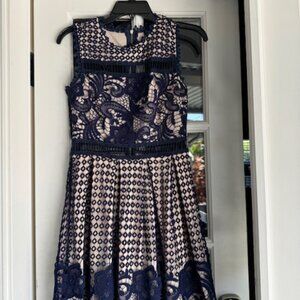 Aqua Navy/Tan Lacy Dress - New with Tags - Size S